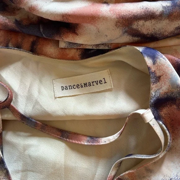 Silky Tie-Dye Blue Pink Spaghetti Strap Maxi Dress - Picture 4 of 9